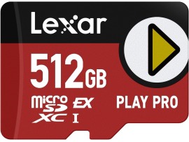 Lexar 512GB Play PRO microSD Express Card, UHS-I, C10, U3, V30, Full HD, 4K, Up to 900/600 MB/s Memory Card LMSXPS0512G-BNNNG
